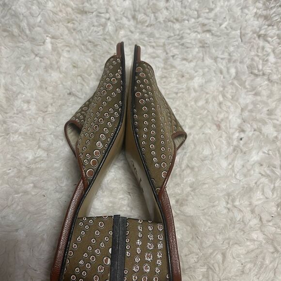 Palmieri fabric Brown & glittery dots prints leather lining Slide Sandals EUR 40 - Picture 6 of 9